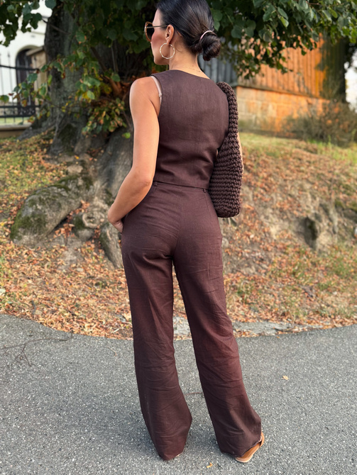 "Linen Story" vest - chocolate