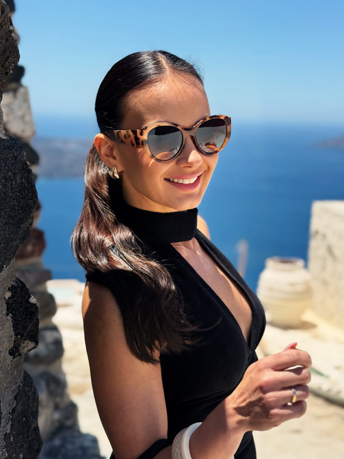 Maja top - halter top tied at neck and back in linen and viscose color black