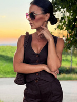 "Linen Story" vest - chocolate