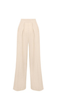 Wide linen pants with double pleats and covered zipper