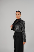 Short jacket in eco leather