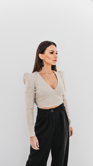 V neck blouse with shoulder buffets