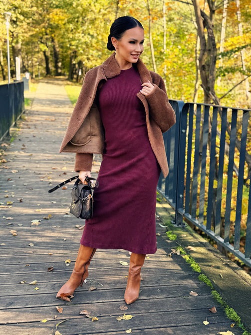 Ribbed Senti Dress – Burgundy