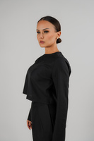 Long sleeve blouse in wool blend fabric