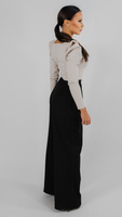 Wide fabric pants with elastic waistband in black