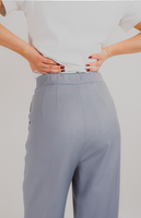 straight cut pants with elastic waistband in dove color