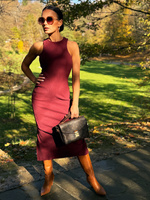Ribbed Senti Dress – Burgundy