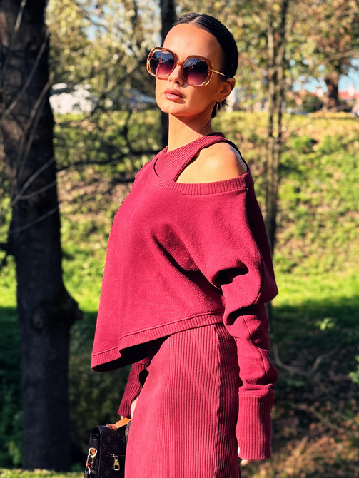 Asymmetric Senti Sweatshirt – Burgundy