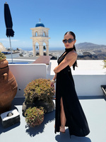 Maja skirt - maxi skirt with slit in linen and viscose black