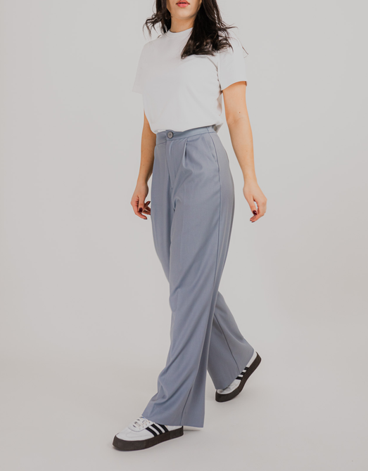 straight cut pants with elastic waistband in dove color