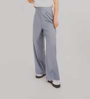 straight cut pants with elastic waistband in dove color