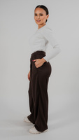 pants with straight cut and elastic waistband in brown color