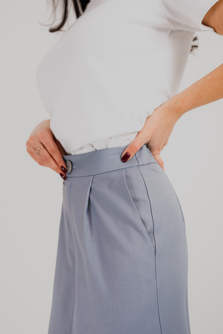 straight cut pants with elastic waistband in dove color