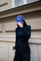 Ribbed knit blouse with long sleeves and shoulder pads