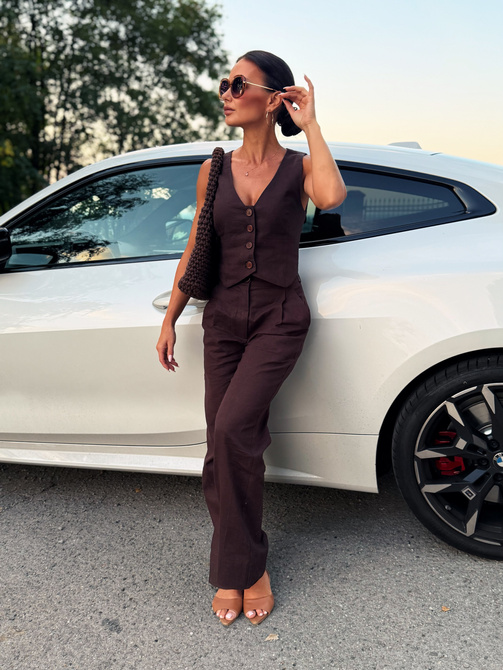 "Linen Story" pants - chocolate