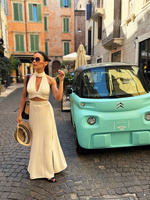 Maja skirt - maxi skirt with slit in linen and viscose light beige