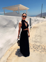 Maja skirt - maxi skirt with slit in linen and viscose black