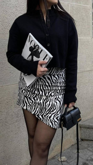 Asymmetrical skirt with zebra motif