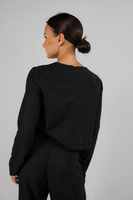 Long sleeve blouse in wool blend fabric