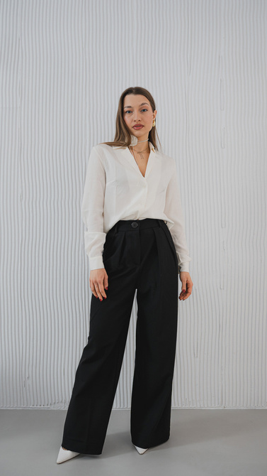 Satin shirt in ecru color