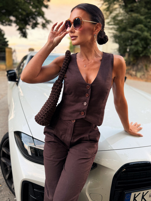 "Linen Story" pants - chocolate