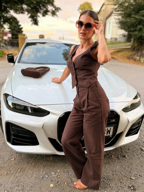 "Linen Story" vest - chocolate