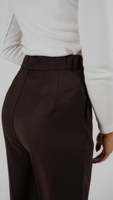pants with straight cut and elastic waistband in brown color