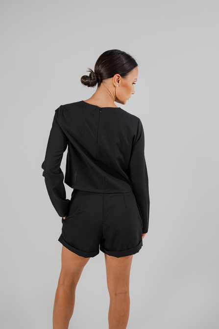 Long sleeve blouse in wool blend fabric