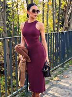 Ribbed Senti Dress – Burgundy