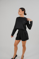 Long sleeve blouse in wool blend fabric