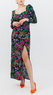 WIskoz maxi dress with caro neckline