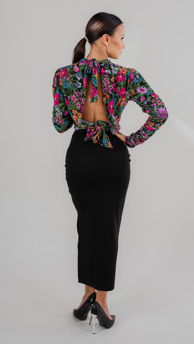 Punto knit maxi skirt with break