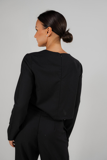 Long sleeve blouse in wool blend fabric